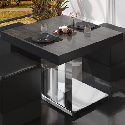 Produktbild von BM | Bistro Loungetisch | B:T:H 80 x 80 x 41 cm | Wenge / Edelstahl | Bistro Tisch Loungetisch