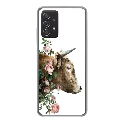 Produktbild von MuchoWow® Handyhülle Schutzhülle Hülle für Samsung galaxy a73 Schottischer Highlander - Kuh - Blumen Silikon Softcase Handy Hülle - Handyhülle