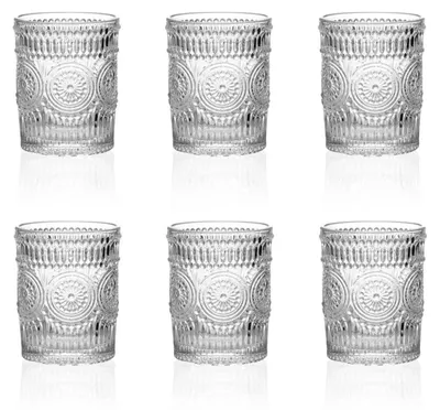 Obrázok produktu pre Sklenené poháre, poháre na nápoje, sada 6 kusov, motív slnečnice - 300 ml