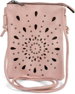 Produktbild von styleBREAKER Damen Mini Bag Umhängetasche mit Cutouts in Ethno Blumen Form und Nieten, Schultertasche, Handtasche, Tasche 02012304