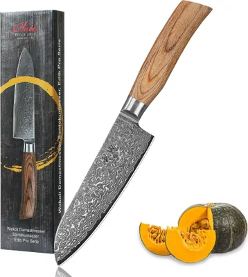 Zdjęcie produktu dla Wakoli EDIB Pro Damascus Santoku nóż I 16cm ostrze I rękojeść pakkawood
