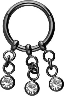 Produktbild von Ohrpiercing, Nasenpiercing, Septum Piercing Chirurgenstahl Segmentring Clicker 3 KETTEN + KRISTALLE
