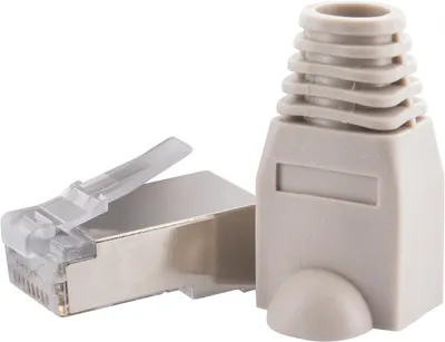 Produktbild von CAT 6 Netzwerkstecker mit Kabelführung grau 10 Stück Schwaiger NWST310531