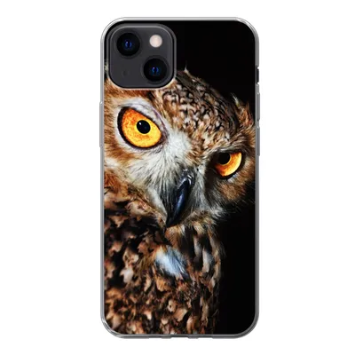 Produktbild von MuchoWow® Handyhülle Schutzhülle Hülle für iPhone 13 Eule - Schwarz - Gelb Silikon Softcase Handy Hülle - Karteninhaber