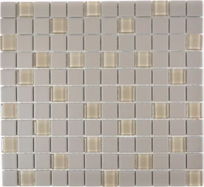 Produktbild von Mosaikfliese Keramik hellgrau cream beige unglasiert Glasmosaik MOS18-0212-R10
