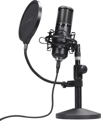 Zdjęcie produktu dla Trust GXT 269 Emita II, Mikrofon studyjny, Przewodowa, USB, Czarny, Metal, Stół