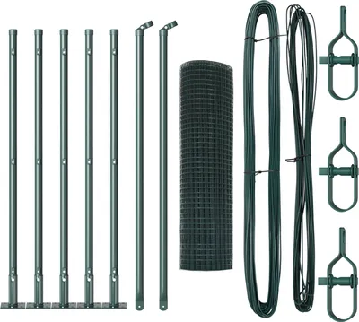 Produktbild von Möbel Schweißdrahtzaun mit 7 Flanschpfosten Grün 0.4x10 m Stahl - Metallzäune 3352386