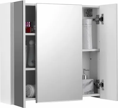 Produktbild von Szafka łazienkowa wisząca z lustrem 60x15x55 cm biało-brązowa nowoczesny