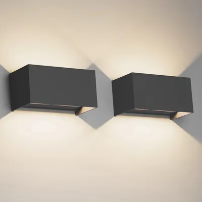 Obrázok produktu pre LED vonkajšie nástenné svietidlo, vodotesné, čierna, 2 kusy, rozmer 21x11x11 cm