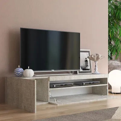 Produktbild von Moderner TV-Schrank mit Tür und Klappschublade 150cm Daiquiri Concrete M