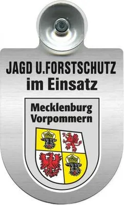 Produktbild von Einsatzschild für Windschutzscheibe incl. Saugnapf - Jagd + Forstschutz im Einsatz - Wappen nach Wahl - 309729- Color - Region Mecklenburg-Vorpommern