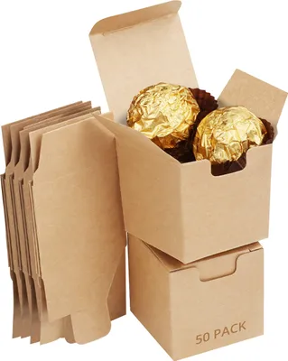 Produktbild von Kurtzy Braune Geschenkboxen aus Kraftpapier (50 Stück) - 5 x 5 x 5 cm - Pappschachteln mit Deckel Einfach Zusammenzubauen - Kleine Geschenkbox für