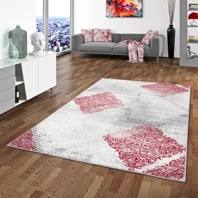 Produktbild von Designer Teppich Samba Modern Karo Rot, Größe:80x150 cm
