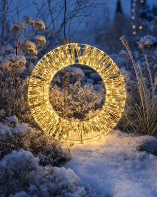 Produktbild von XXL LED Lichtkranz Gold 1000 Micro LEDs ⌀50cm Timer Innen und Außen