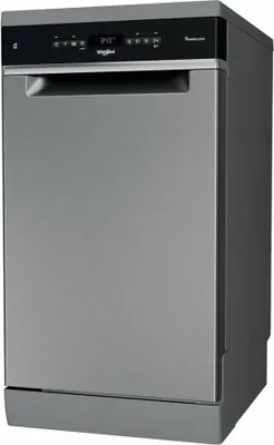 Obrázek produktu pro Whirlpool WSFO 3T223 PC X, Stojací, Úzká (45 cm), Nerezová ocel, Černá, Knoflíky, 1,3 m