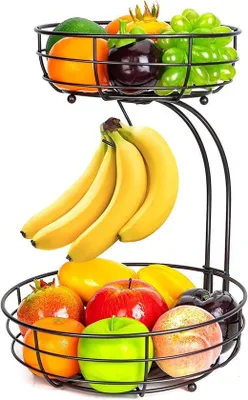 Produktbild von Famanu Obstschale 2 Etagen - dekorativ - schwarz - Metall