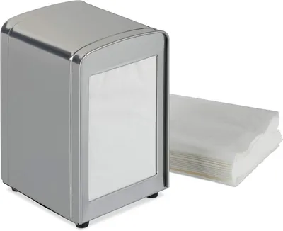 Productafbeelding van Servettenhouder retro - Kleine servietten - Ijsshops - Cafés of bistro's - 15x9,5x11 cm - Zilverkleurig
