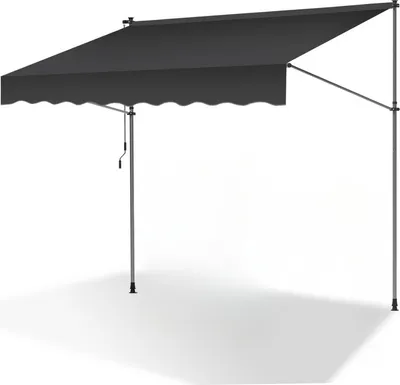 Immagine prodotto di Tenda da sole a pinza Aopunly 350x120cm Tenda da sole per balcone regolabile in altezza con manovella Protezione solare senza foratura per terrazza e balcone Grigio