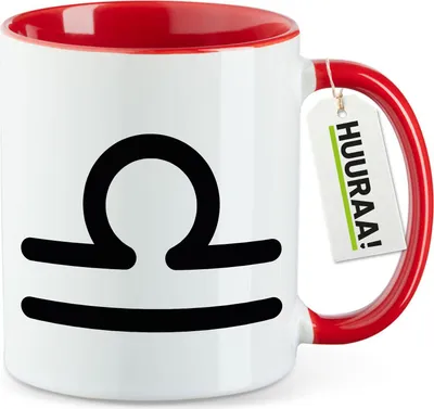 Produktbild von Huuraa Kaffeetasse Waage Sternzeichen Zeichen 330ml Rot Keramik Kaffeebecher Geschenkidee