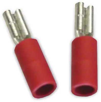 Two red and silver electrical connectors are shown against a white background.