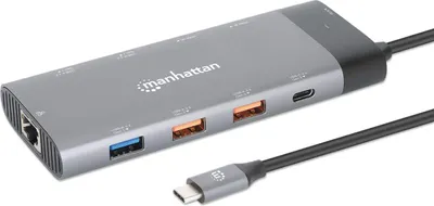 Produktbild von MANHATTAN USB-C PD 10-in-1 Dual-Monitor 8K Dockingstation