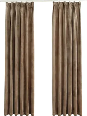Produktbild von vidaXL Verdunkelungsvorhänge mit Haken 2 Stk. Samt Beige 140x245 cm