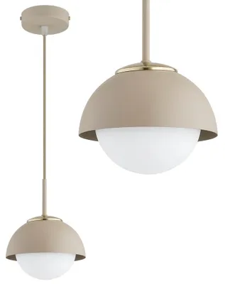 Produktbild von KAR-LIGHTING Pendellampe 1-flammig Beige – Cosmo Ecru Kaschmir Hängeleuchte aus Metall & Glas – E27 Lampe für Küche oder Esszimmer – LED geeignet