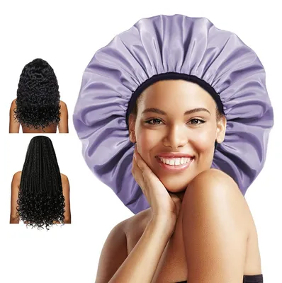 Imagen del producto de Cubierta para ducha extra grande, de doble capa, impermeable, ideal para cabello largo, 1 unidad