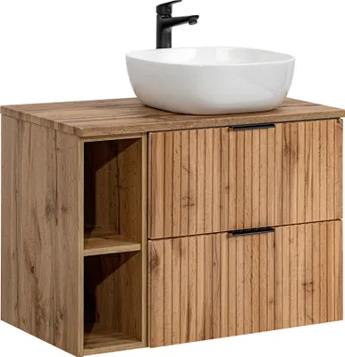 Produktbild von Waschtisch 80.6cm Adriel mit 2 Schubladen, Holzoptik