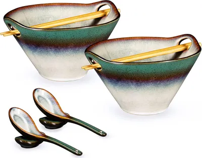 Produktbild von Famanu Ramenkom Set 8-teilig - Buntes Design aus Keramik