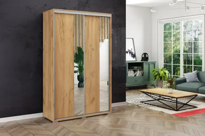 Produktbild von A4 Schlafzimmerschrank mit 2 Schiebetüren, Spiegel - Craft Gold  - 125 x 62 x 245 cm
