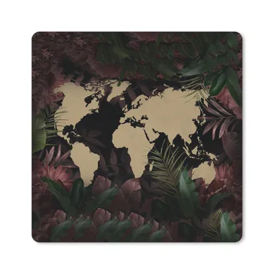 Produktbild von MuchoWow® Mauspad Mousepad Weltkarte - Pflanzen - Einfach 20x20 cm - Mousepads - Maus Mat - Pad - Mausunterlage - Desk Mat - Bureauartikeln