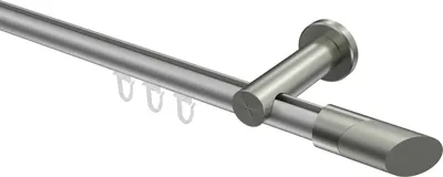 Produktbild von Interdeco Innenlaufstange / Gardinenstange mit Innenlauf Silbergrau / Edelstahl-Optik, Typ Platon Verano (Schräge), 20 mm Ø 1-läufig, 280 cm