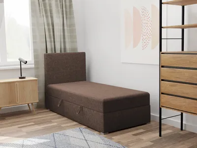 Produktbild von FEDVE Boxspringbett Einzelbett KOLORADO MINI BASIC mit Bettkästen Jugendbett mit Bonell-Matratze 100x200 Rechts