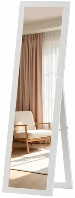 Produktbild von HOMCOM Standspiegel, Ganzkörperspiegel mit Ständer, 37 x 157 cm, Weiß