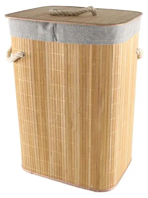 Produktbild von Waschekorb aus Bambus - herausnehmbarer Waschebeutel - Seilgriffe 29 x 39 x 57 cm