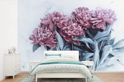 Produktbild von MuchoWow® Fototapete für Wohnzimmer oder Schlafzimmer Wandtapete Vinyl Motivtapete Burgundische Pfingstrosen - 360x240 cm - Vinyl-Tapete