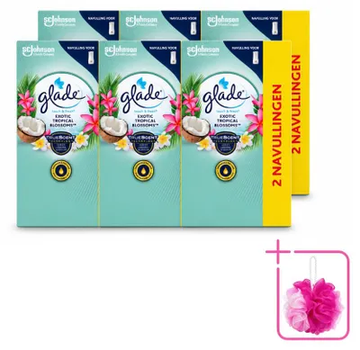 Obrázok produktu pre 6 kusov náplne Glade Touch & Fresh – exotické tropické kvety – 10 ml – výhodný balík