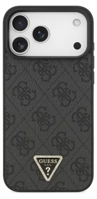 Obrázok produktu pre Etui Guess Leather 4G Triangle Strass Magsafe Na Iphone 17 Pro Max - Čierne