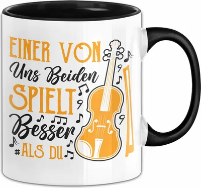 Produktbild von Bass Tasse Geschenk Spruch Für Schlagzeug-Spieler Einer Von Uns Beiden Spielt Besser Als Du Becher (Schwarz)