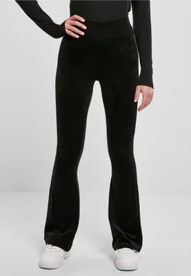 Produktbild von Ladies High Waist Rib Velvet Flared Leggings black S