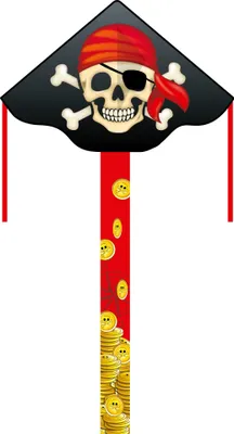 Obrázok produktu pre Detský šarkan HQ Simple Flyer 120 Jolly Roger 102007 Čierny 120 x 75 cm + 150 cm chvost
