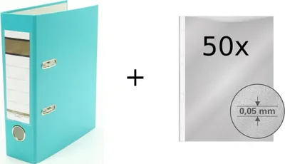 Produktbild von Ordner / DIN A5 / 75mm / Farbe: türkis + 50 Prospekthüllen