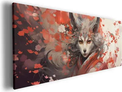 Produktbild von Wallario Premium Leinwandbild Mystischer Fuchsgeist in Größe 60 x 150 cm