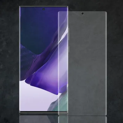 A screen protector is shown next to a smartphone.