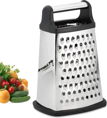 Obrázek produktu pro Čtyřhranná nerezová struhadla, hrubá a jemná, na ovoce, zeleninu a sýr