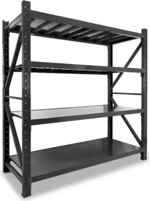 Produktbild von Lagerregal 200x60x200cm 300kg Schwerlastregal Regal Kellerregal 4 Böden Schwarz