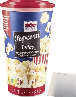 Produktbild von Hofgut Popcorn Toffee Becher (100g Becher) + usy Block