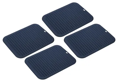 Image de Supports en silicone - Lot de 4 - Résistants à la chaleur et antidérapants - Bleu marine