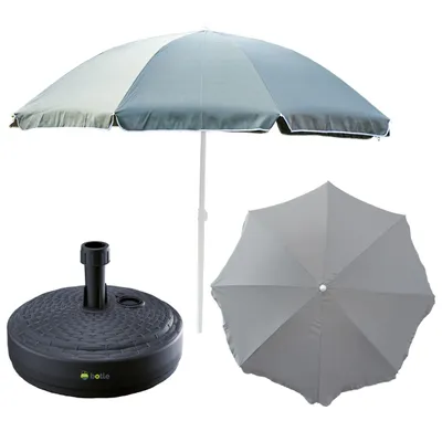 Produktbild von Sonnenschirm Gartenschirm Marktschirm 240 cm mit rundem Sockelset Garten Strand Balkon